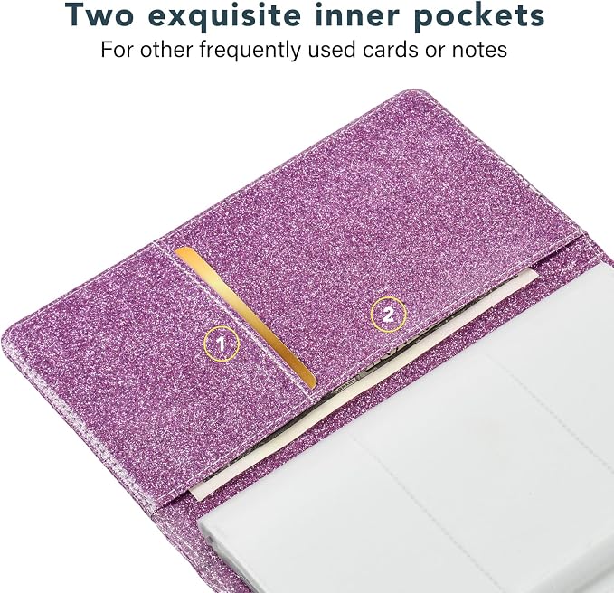 Leather Professional Business Card Holder Organizer Book - 300 Card Capacity Premium PU Folder with Soft Cover, Name Card Credit Cards Binder for Men/Women, Starry Purple