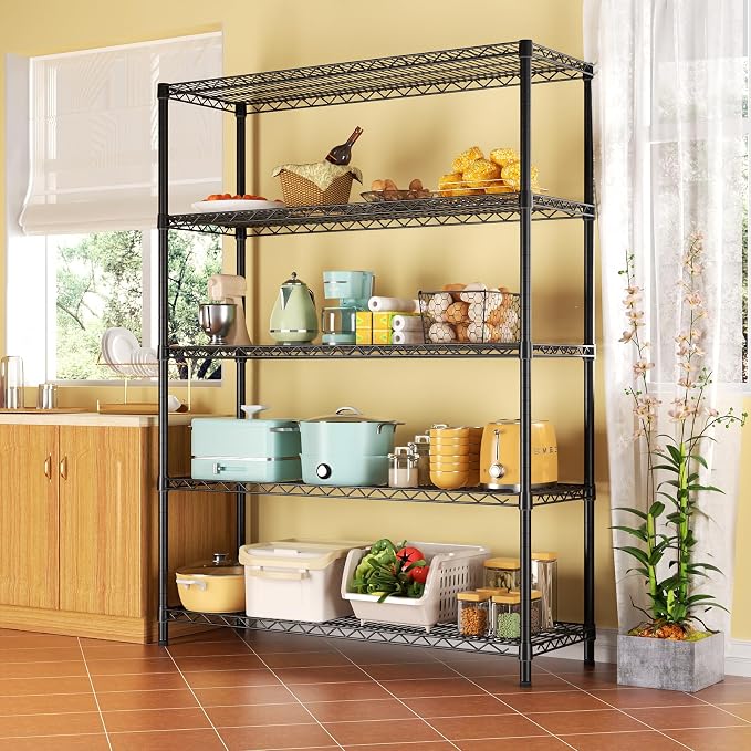 SINGAYE 5 Shelves Adjustable Shelf Heavy Duty Wire Storage Shelving Metal | Home Storage Small Rack Pantry Closet Unit for Laundry Room Organization Bathroom Kitchen