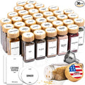 Deco haus Glass Spice Jars with Label 36x4oz [WHITE LABELS incl] Spice Containers with Labels, Shaker Lids & Funnel - Empty Herb Seasoning Containers, Small Seasoning Bottles for Herb with Lid