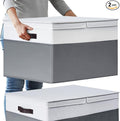 2 Pack EXTRA LARGE Blanket Storage Baskets with Lids, 22”x16”x12” Closet Organizers Bins for Clothes Towel/ Storage Box with Lid Handles/ Stackable Decorative Fabric Bins for Living Room, Nursery