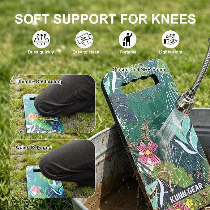 KUNN 5 Gal Garden Bucket Tool Organizer & Kneeling Pad Set, Garden Caddy | 18-Pocket Heavy Duty Garden Caddy, Hangable Handle, Polyester Tool Bag with Grip Handle, Gardening Kneeling Pad for Women