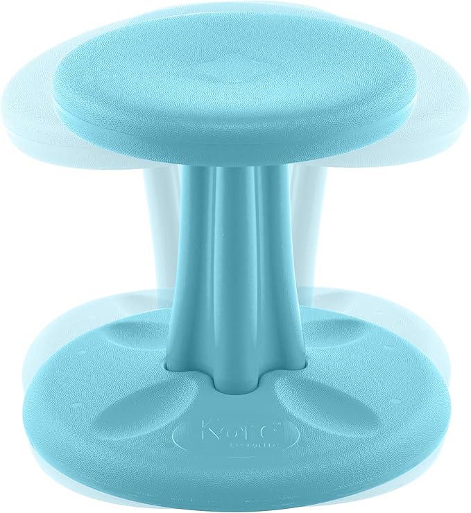 KORE DESIGN Wobble Stool Chair, Girls + Boys Kid Desk Stools, Ergonomic Small Office Chairs, Flexible Seating for Active Kids, ADD/ADHD, Classroom, School, Home, Preschool (12in) Age 4-5 yr, Pale Blue