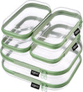 6 Pack Green Clear Hard Shell Beauty Organizer (2M+4S), 1.2mm Heavy Duty Crush-Proof Cosmetic Case, Reinforced YKK Zippers, Stadium Approved Security Bag for Skincare & Electronics, Multi-Size Set