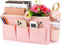 Lilithye Bedside Caddy Bedside Organizer Bedside Storage Caddy with Fixed Straps and Water Bottle Holder for Home College Dorm Bunk Bed Hospital Bed Crib Bed Rails (Pink)