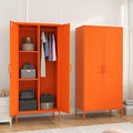 Metal Wardrobe with Lock 67"Clothing Steel Storage Cabinet Locker Hanging Rod And Adjustable Shelves 2 Doors Household kids wardrobe closet Lockers For Bedroom Home Orange Size:67"H X 31.5"W X 18.1"D