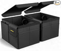 MIKKUPPA Car Trunk Organizer - 35L Collapsible Trunk Organizer with Lid, Sturdy Car Storage for SUV Auto Truck Van (Black, 2Pack)