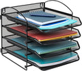 Mind Reader 4-Tier Paper Tray, File Storage, Desktop Organizer, Wall Mountable, File Organization, Metal Mesh, Black