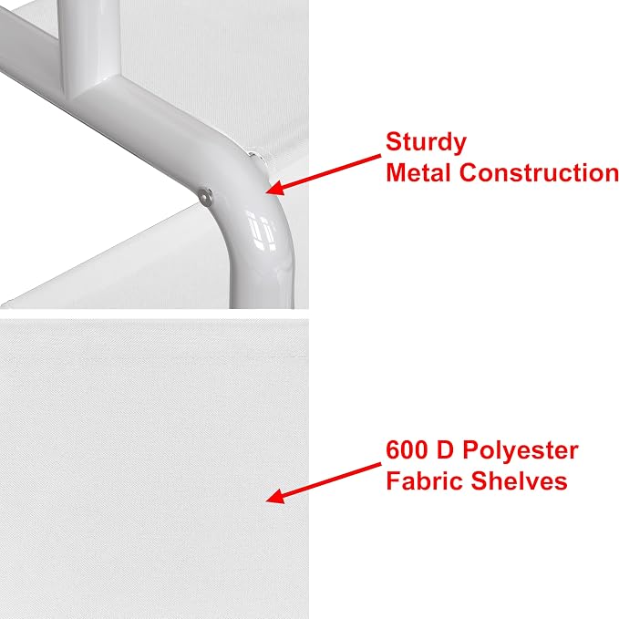 Simple Houseware 52-Inch Freestanding Closet Garment Rack with Storage Shelves and Coat/Hat Hooks, White