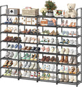 Simple Trending 8-Tier Shoe Rack Large Capacity 64 Pairs Tall Shoe Shelf, Sturdy Metal Shoe Organizer for Entryway, Closet, Bedroom, Black