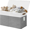 Bagnizer Large Toy Storage Box with Lids, Collapsible Sturdy Baby Storage Organizer Chest Bin Basket for Kids, Boys, Girls, Playroom, Nursery, Bedroom, Closet 25"x13"x16" (Gray and White)