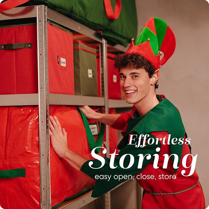 Handy Laundry Christmas Tree Storage Bag for 9 Foot Artificial Tree – Heavy Duty Waterproof Tarp, Reinforced Handles, Double Zipper, Protects from Dust & Moisture, Spacious Holiday Décor Storage, Red