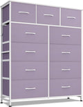 WLIVE Storage Organizer Unit with 11 Fabric Bins, Storage Drawers Organizer with Steel Frame, Tall Storage Tower Organizaton for Living Room, Hallway, Office, Purple