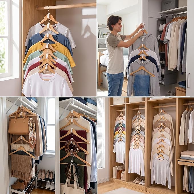 50pc Hanger Connector Hooks, Space Saving Hanger Hooks for Clothes Closet Organizer, Cascading Hangers Extender for Wardrobe Storage