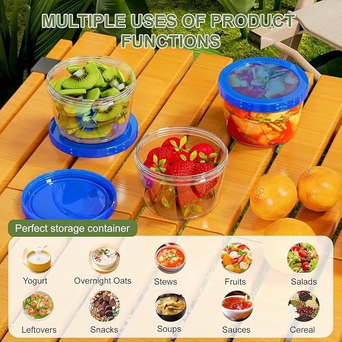 12 Pack- 17/34oz Reusable Freezer Storage Containers, [STURDIER and MORE DURABLE] Airtight Plastic Food Storage Containers with Twist Top Lids, BPA Free|Stackable|Leakproof| Microwave/Dishwasher Safe