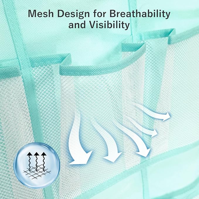 F-color Over the Door Organizer for Cruise - 16-Pocket Hanging Organizer | Tool-Free Mount with 4 Metal Hooks, See-Through Mesh Pockets, Lightweight & Foldable, Space-Saving for Travel and Daily Use