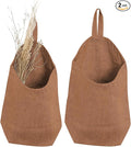 100% Linen Hanging Storage Bags Baskets 2 Pcs, Small Wall Storage Bag for Kitchen, Bedroom, RV Camper Organizer, Sewing Room, Nursery Storage, Kids Room (Brown)