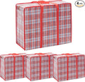 Heavy Duty Jumbo Moving Bags, 147L Oversize Organizer Storage Bags With Durable Zippers for Clothes Comforter Pillow, Water-proof Totes for Carrying Camping Bedding (Set of 4) Red