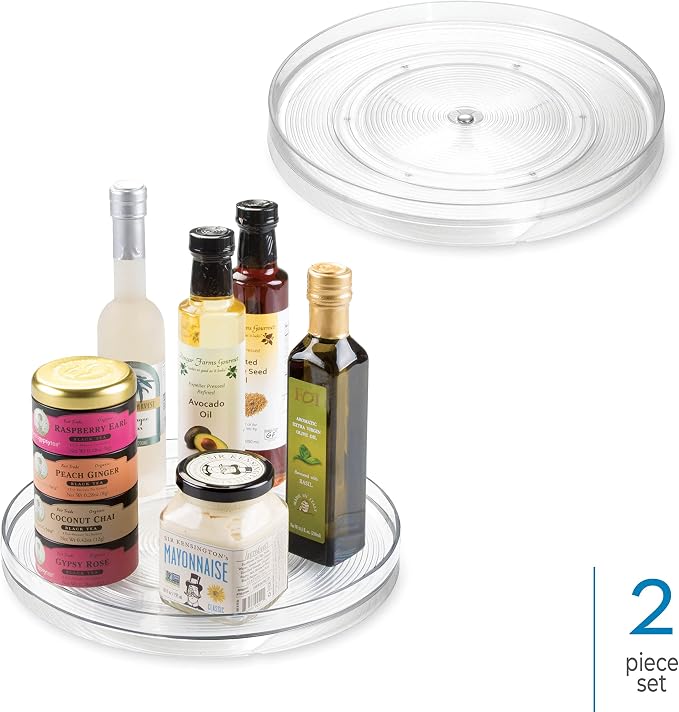 iDesign 11-Inch Round Lazy Susan Organizer for Kitchen or Pantry Storage - 2 Count - Clear (Pack of 8)
