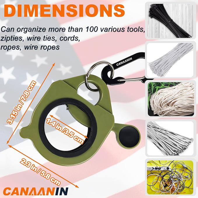 Zip Tie Holder Cable Tie Holder Heavy-Duty Colored Upgraded Carabiner Clip for Tool Belt Organized Strong Efficient for Electrician Tool Storage Reusable Portable(Green, 4 Piece)