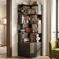 Armocity Corner Bookshelf with Drawers, 7 Tier Corner Book Shelf Display Bookcase, Freestanding L Shaped Bookshelf for Bedroom, Home Office, Black