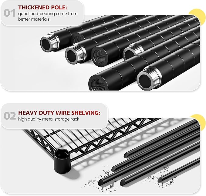 REIBII 55.52''W Storage Shelves 2480LBS Wire Shelving Unit with Wheels Heavy Duty Metal Shelves for Storage Adjustable Garage Storage Rack Pantry Shelf,75.62" H X 55.52''W X 24.02" D,3PCS