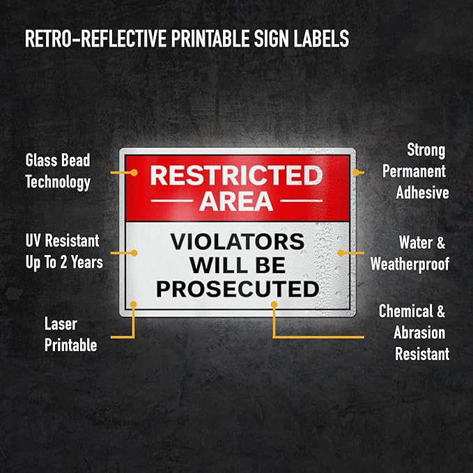 Avery Printable Reflective Stickers, 7" x 10", Silver Labels, 10 Blank Sign Decals (61582)