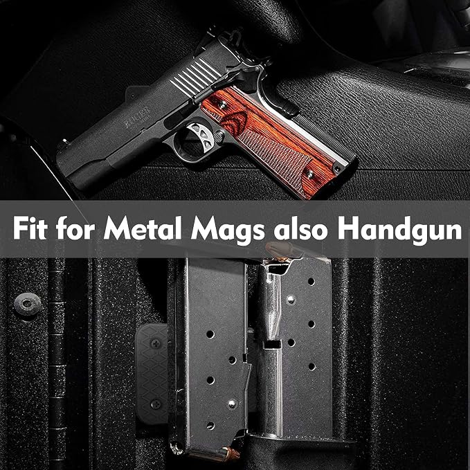 Magnetic Ammunition Holder, Gun Magnet Double Sided,Gun Magazine Storage/Organizer in Shelf, Cabinet, Locker, Vault, Desk,Door, Ammo Gun Safe Accessories Mount for Pistol, Handgun Mags&Clips