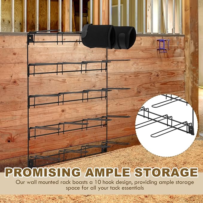 Duraaamo Horse Boot Rack Hold 10 Pairs of Boots Mounted Collapsible Organizer & Dry Hanger Boot Holder Storage for Equestrian Enthusiasts Horse Stall Accessories, 23 3/4" H X 17 1/2" W X 9 3/8" Depth