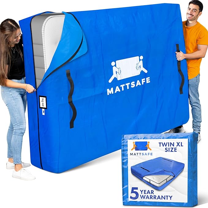 Nordic Elk Mattress Bags for Moving and Storage (Twin XL) Heavy Duty Moving Supplies, 8 Sturdy Handles, Strong Zipper, Mattress Cover Bed Bags, Storage Cover Essentials Packing Protector