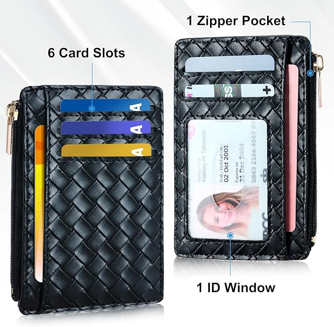 Tipmile Mens RFID Wallet, Small Slim Business Credit Card Holder, Mens Gift | Mini Tiny Cute ID Case, Minimalist Zipper Pocket Wallet, Thin Coin Purse, Mothers Gift