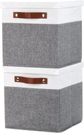 Temary Foldable Fabric Storage Bins with Lids, 2-Pack Storage Bin for Organizing Living Room, Closet Organization, Multi-Purpose Storage Boxes for Clothes (White&Grey, 10.5x10.5x10.5in)