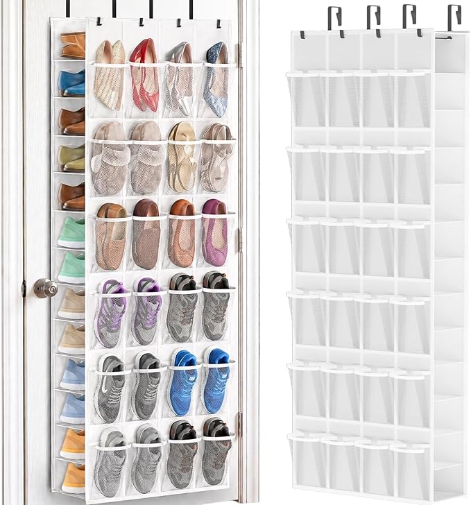 40-50 Pairs Over the Door Shoe Organizer, Large Double-Sided Pockets Hanging Shoe Rack, Space-Saving Closet Door Organizer Fits Boots,Sneakers or Larger Shoes,Shoe Storage for Bedroom, Closet,Entryway
