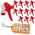 Spray Bottle Nozzle Replacement 12 Pack, Fits 8-32oz Bottles (Red) | Replacement Trigger Sprayer Heads for Bottles; Fits 28-400 Thread, Trim-to-Fit Tube; for Cleaning, Garden & Pet Carefor