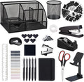 Office Supplies,Desk Accessories,Stapler and Tape Dispenser Set,1000 Staples,Staple Remover,Pen Holder,Folding Phone Holder,Journal Notebook,Ballpoint Pen,Scissor,Ruler,Clear Tape,Sticky Notes,Ect