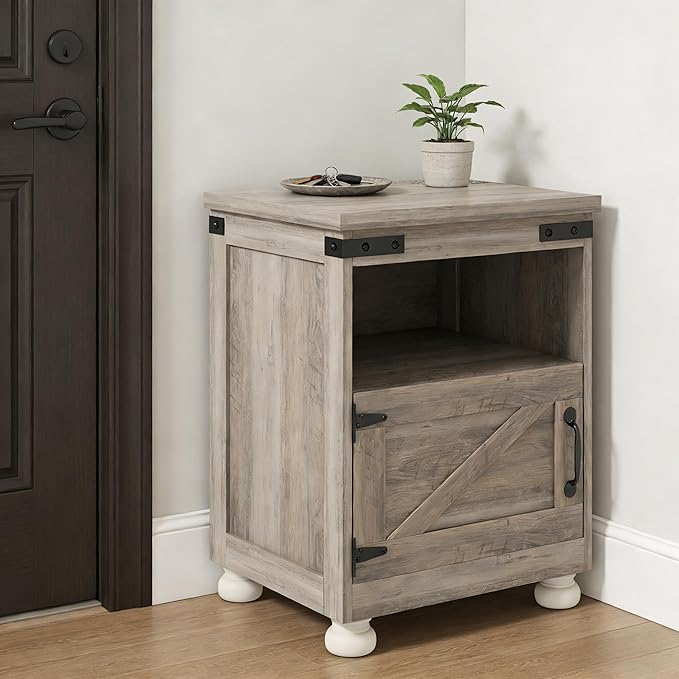 18" Modern Large Storage Case, Multifunctional Cabinet with Stable Structure, Versatile Organizer with Open Shelf for Living Room, Gray