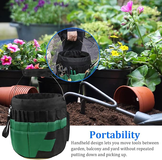 Bucket Tool Bag Organizer with 42 Pockets Multi-functional Garden Tool Bag Organizer 5 Gallon Bucket Tools Kit for Women Men (Tools are not included)