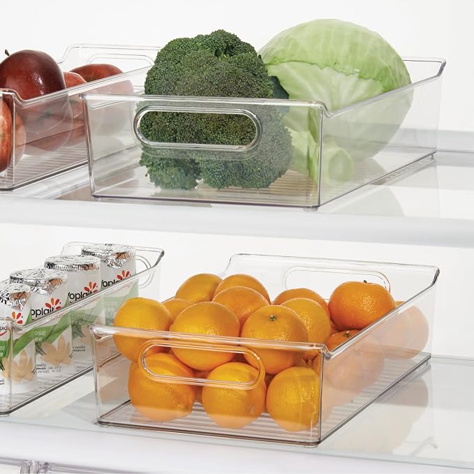 iDesign Plastic Pantry Storage Organizer Bin, Set of 2, Clear | With Handles