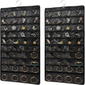 2 PACK (Each Pack 80 Pockets,Total 160 Pockets) Hanging Jewelry Organizer with Hanger Metal Hooks Storage On Wall Door Closet Double-Sided Jewelry Holder for Earrings, Necklaces, Rings (2 Pcs Black)