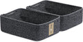 MiniArk Large Shallow Organizing Baskets 15x11x5.1 Inches - Rope Woven Storage Bins for Bathroom, Shelves, Cube Closet, Mixed Black 2 Packs
