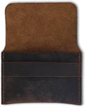 Distressed Leather Business Card Holder Slim Credit Card Wallet for Men and Women Vintage Brown Leather Compact Minimalist Card Organizer for Pocket or Purse Durable Card Case (Brown)