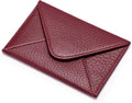 HISCOW Italian Pebbled Leather Business Card Holder, Minimalist Full Grain Envelope Card Case with Hidden Magnetic Closure, 0.19 Inch Slim Front Pocket Wallet for Men and Women, Bordeaux