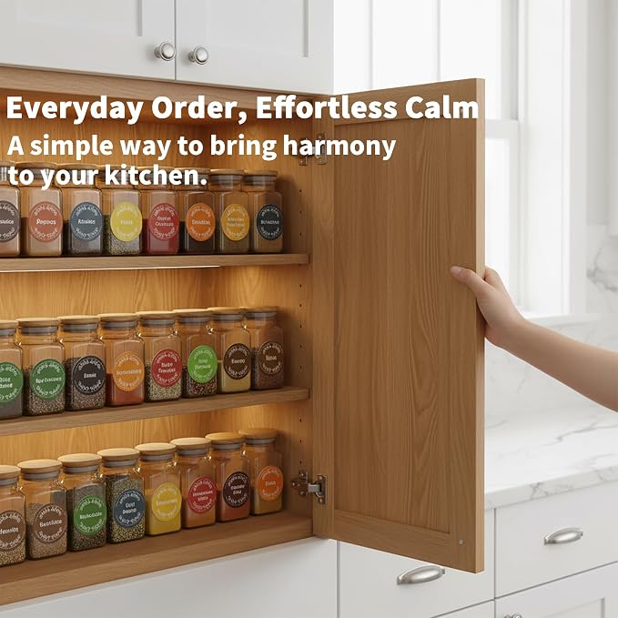 672 Color-Coded Spice Labels Book with A–Z Index – Waterproof & Oil-Resistant Preprinted Round Stickers for Kitchen Jars – 1.2" Pantry Labels for Spices, Seasonings, and Herbs – Modern Color Style