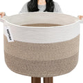90L Extra Large Blanket Basket,Woven Rope Laundry Basket Hamper with Handles, Decorative Nursery Basket Storage Bin for Toys, Clothes Organizer, Living Room, Bedroom, Bathroom, Brown