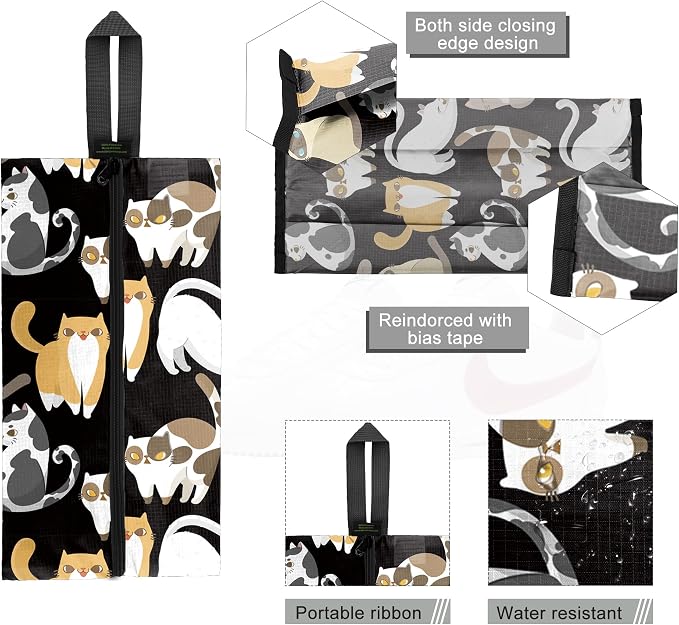 BeeGreen Shoe Bags 6 Pack Animal Design for Travel with Handle as Packing Organizers for Suitcase and Luggage | Portable Nylon Storage Accessories for Vacations, Essential Gifts for Women and Men