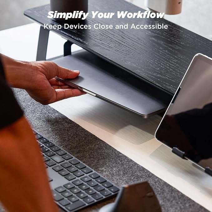 ULTRARM Moodular Storage Tray Add-On for Slide Rails, Do Not Use Alone | Accessory Only, Steel with Felt Lining, Anti-Scratch, Custom-Fit Positioning, Clutter-Free Workspace, Black, MSA-TR