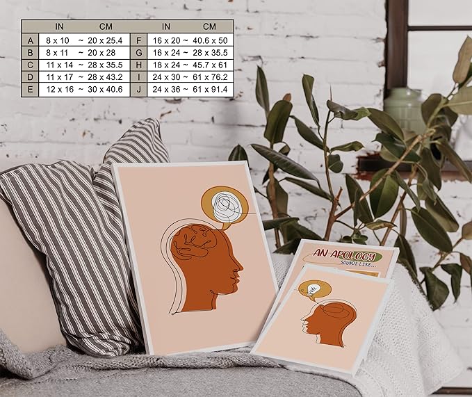 LOLUIS Mental Health Poster, Boho Therapy Tools Educational Supplies Art Print Classroom School Office Decor (Talking Helps, Custom Frame Type)