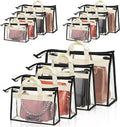 Peohud 12 Pack Clear Handbag Storage Organizer, Dust Bags for Handbags, Transparent Purse Organizer for Closet, Hanging Handbags Dust Cover Bags with Zipper, Handles and Hooks