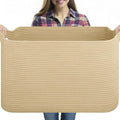 OIASKET 95L Extra Large Blanket Basket, 24" x 16.9" x 14.2" Woven Storage Basket for Living Room, Rectangle Nursery Blanket Storage for Toys, Towels, Dirty Clothes (Jute)