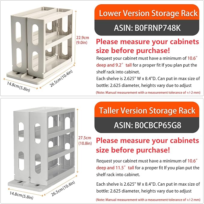 Dutiplus Medicine Organizer 2 Three-Decker Shelves Cabinet Storage Rack Organizer for Holding Vitamins, Supplements Cosmetics 10.82”H x 5.82”W x 10.43”D (Advanced Gray)