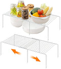 Ravinte 2 Pack Freezer Shelf Organizer, Expandable Cabinet Storage Shelf with Rustproof Metal Wire, Adjustable Kitchen Cabinet Organizer Spice Rack for Frige, Pantry, Cupboard, Countertop - White